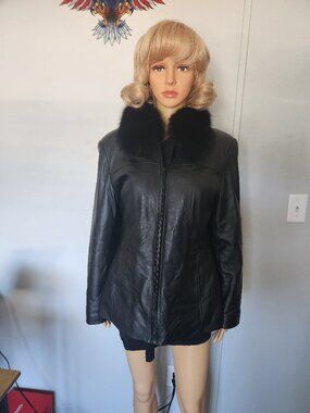 #781 Leather/fox fur jacket